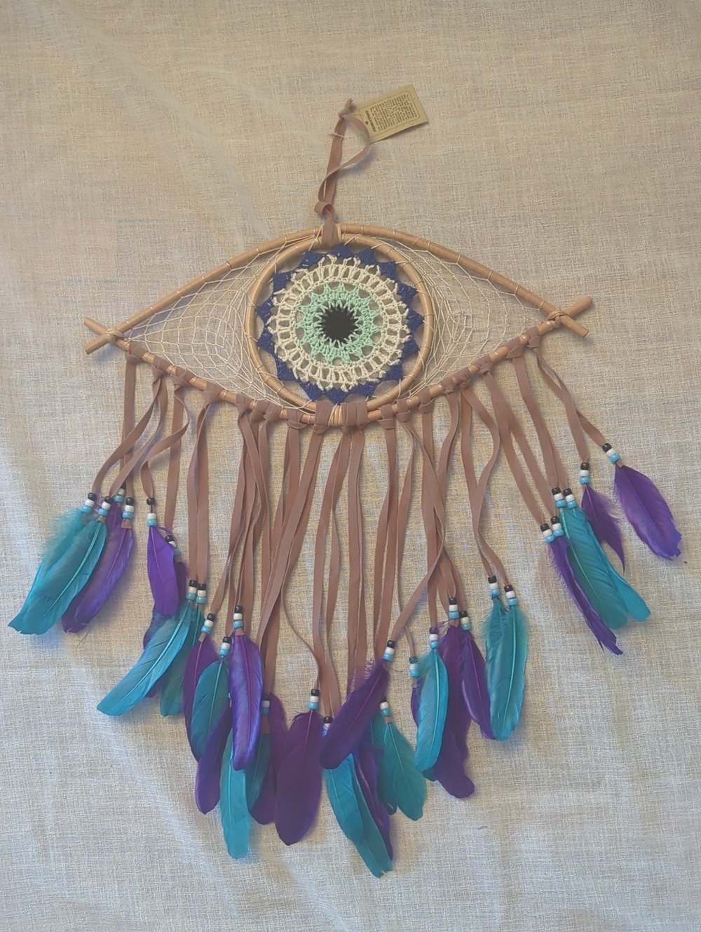 NWT Bohemian Eye Dreamcatcher Wall Tapestry in Teal & Purple